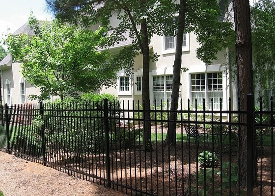 Decorative Wrought Iron Fence Panels , H2.1m 3 Rail Metal Fence