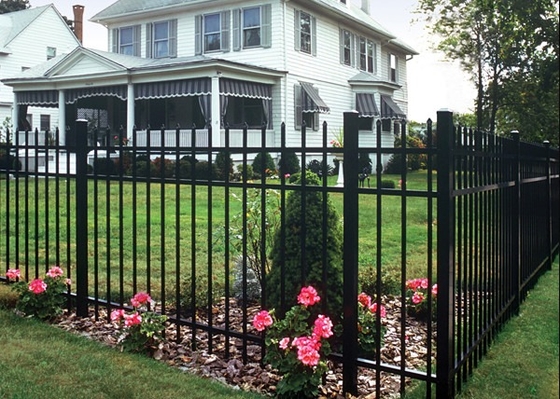 Decorative Wrought Iron Fence Panels , H2.1m 3 Rail Metal Fence