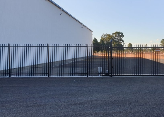 2100mm High Steel Tubular Fencing 2400mm Wide 2 Rails Security Hercules